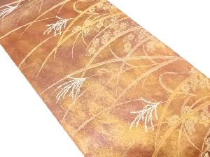 引箔　芒に菊模様織り出し　袋帯